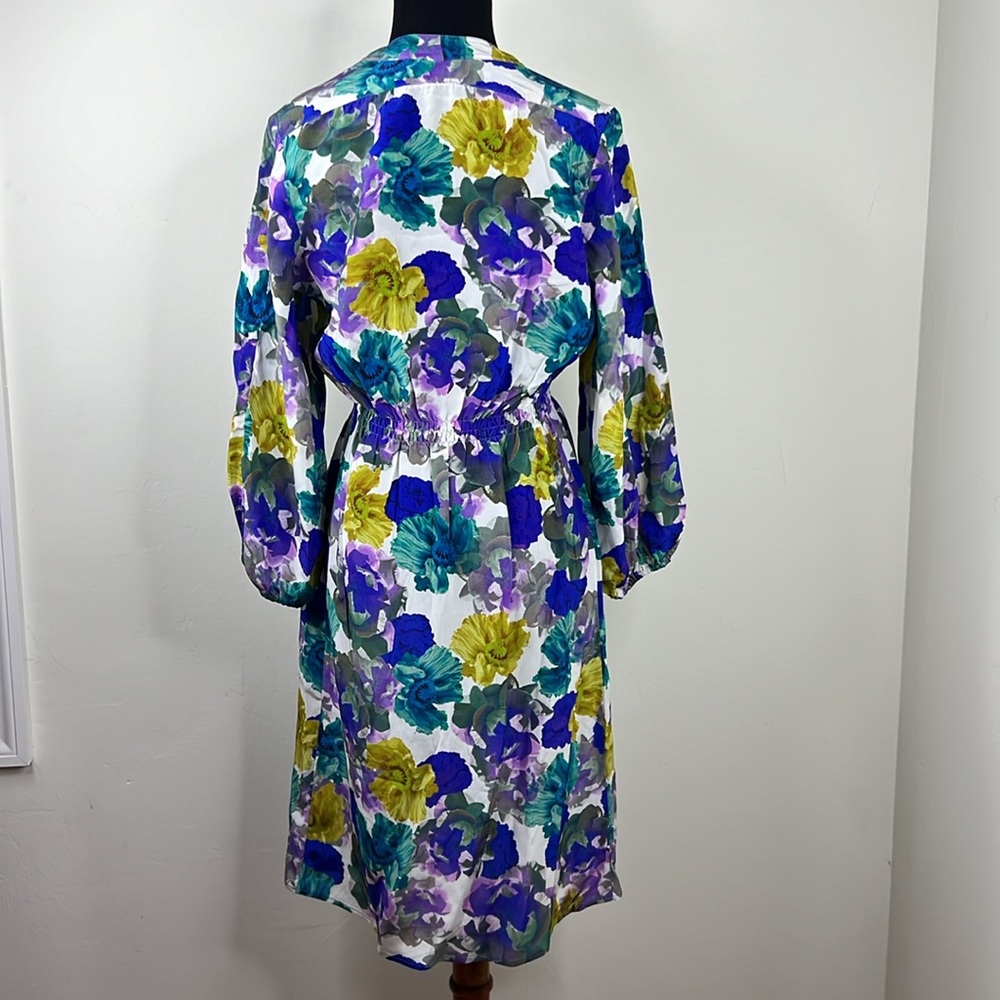 TUCKER Floral Silk Dress XS - Picture 7 of 9